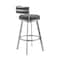 Armen Living Naomi and Roman 4-Piece Counter Height Dining Set in Brushed Stainless Steel and Gray Faux Leather SETNMRMGRBS4 - alternate 5